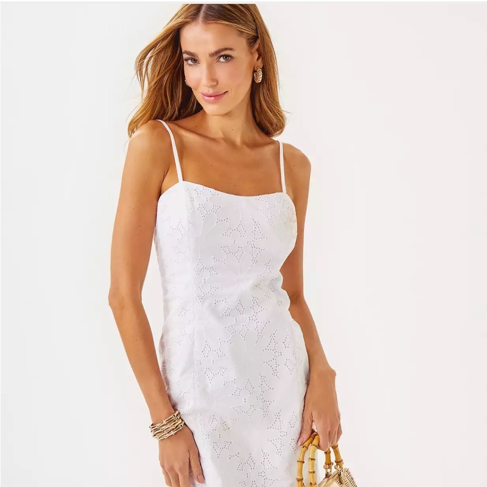 Lilly Pulitzer Shelli Eyelet Mini Dress, White Flower Power, NWT Size 0